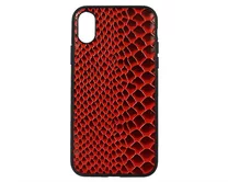 Чехол iPhone X/XS Leather Reptile (красный)