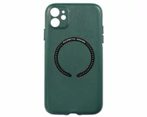 Чехол iPhone 11 Leather Magnetic (темно-зеленый)