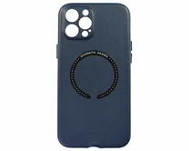 Чехол iPhone 12 Pro Max Leather Magnetic (темно-синий)