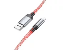 Кабель Hoco U112 Lightning - USB светящийся серый, 1,2м