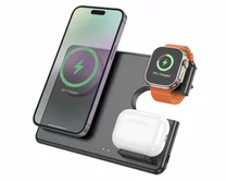 Зарядная станция Hoco CQ1 Flash folding 3-in-1(iWatch) черная