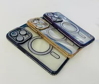 Чехол iPhone 15 Glitter MagSafe (черный)